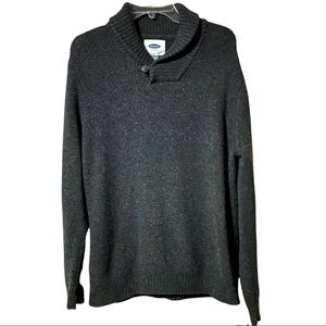 Old Navy Dark Gray Buttoned Collar Sweater Size Large Textured Cotton-blend